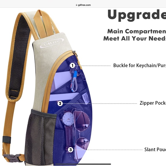 G4Free Gray and Tan Women's Sling Bag - Picture 11 of 14